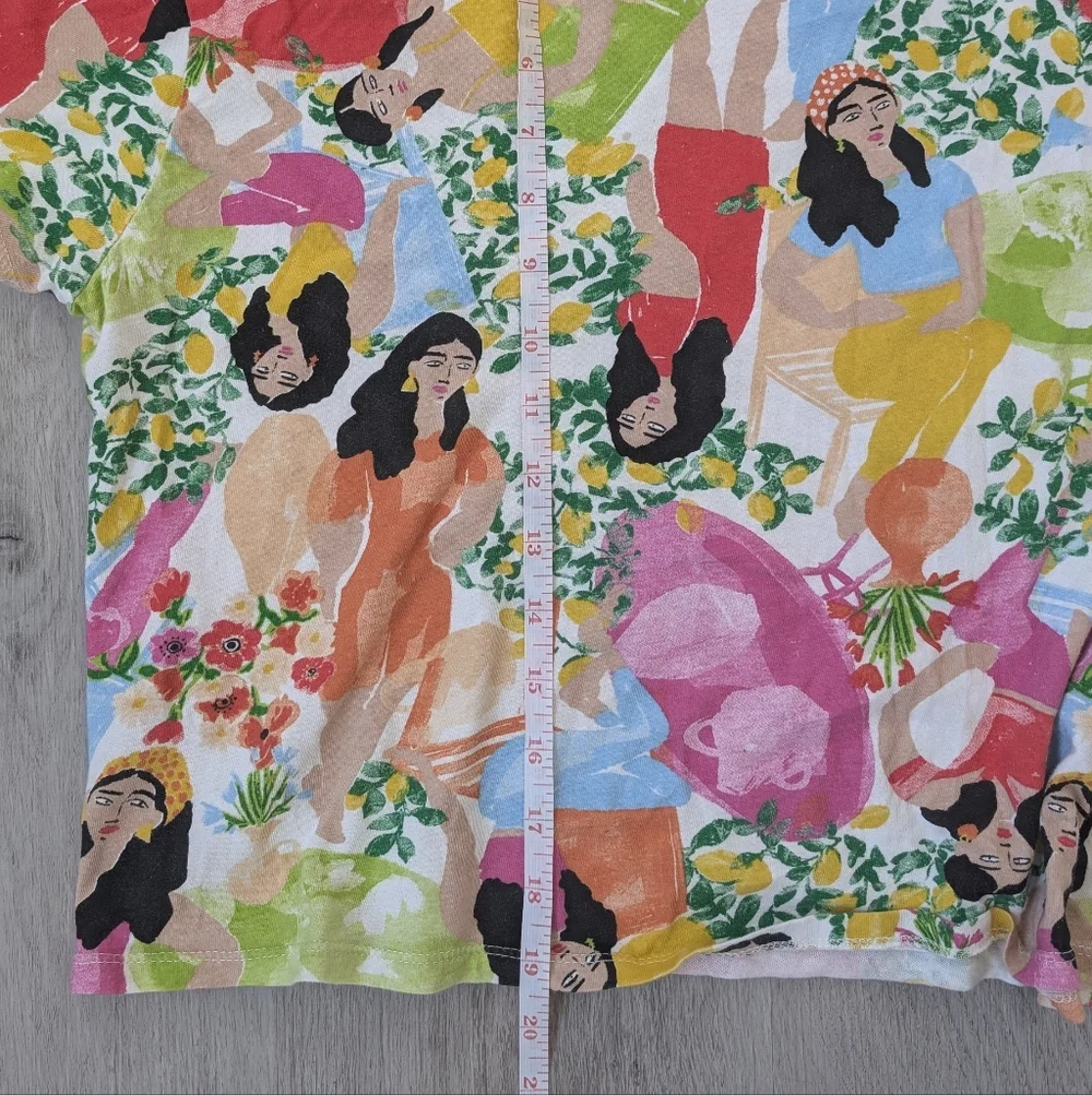 ZARA Cropped Graphic Short Sleeved T-shirt With Lemon & Floral Print Size M - Picture 5 of 6